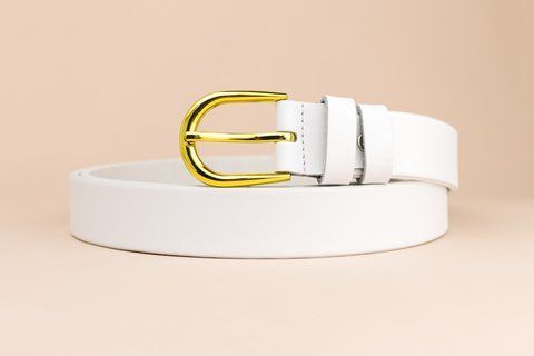 Ремінь гладкий білий 'gold' 30 мм 30155 фото